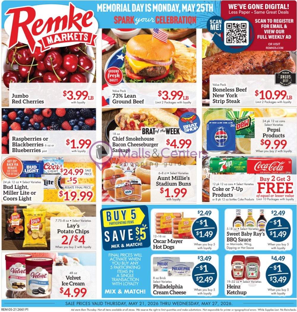 Weekly ad for Remke Markets valid: 05/21/2026 - 05/27/2026, page 1