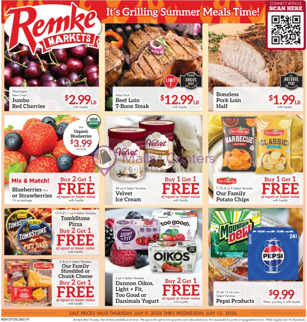 Weekly ad for Remke Markets valid: 07/09/2026 - 07/15/2026, page 1