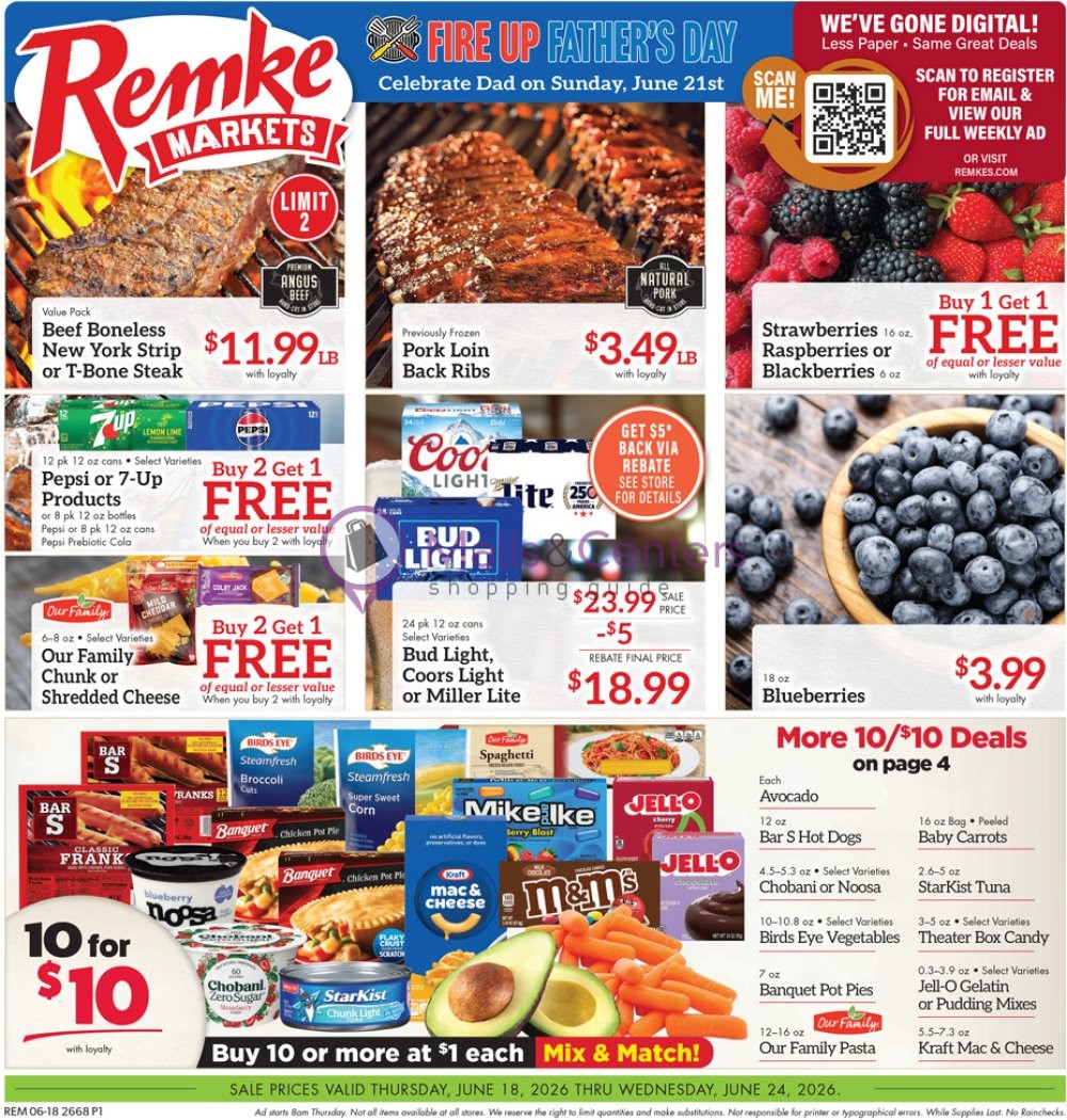 Weekly ad for Remke Markets valid: 06/18/2026 - 06/24/2026, page 1