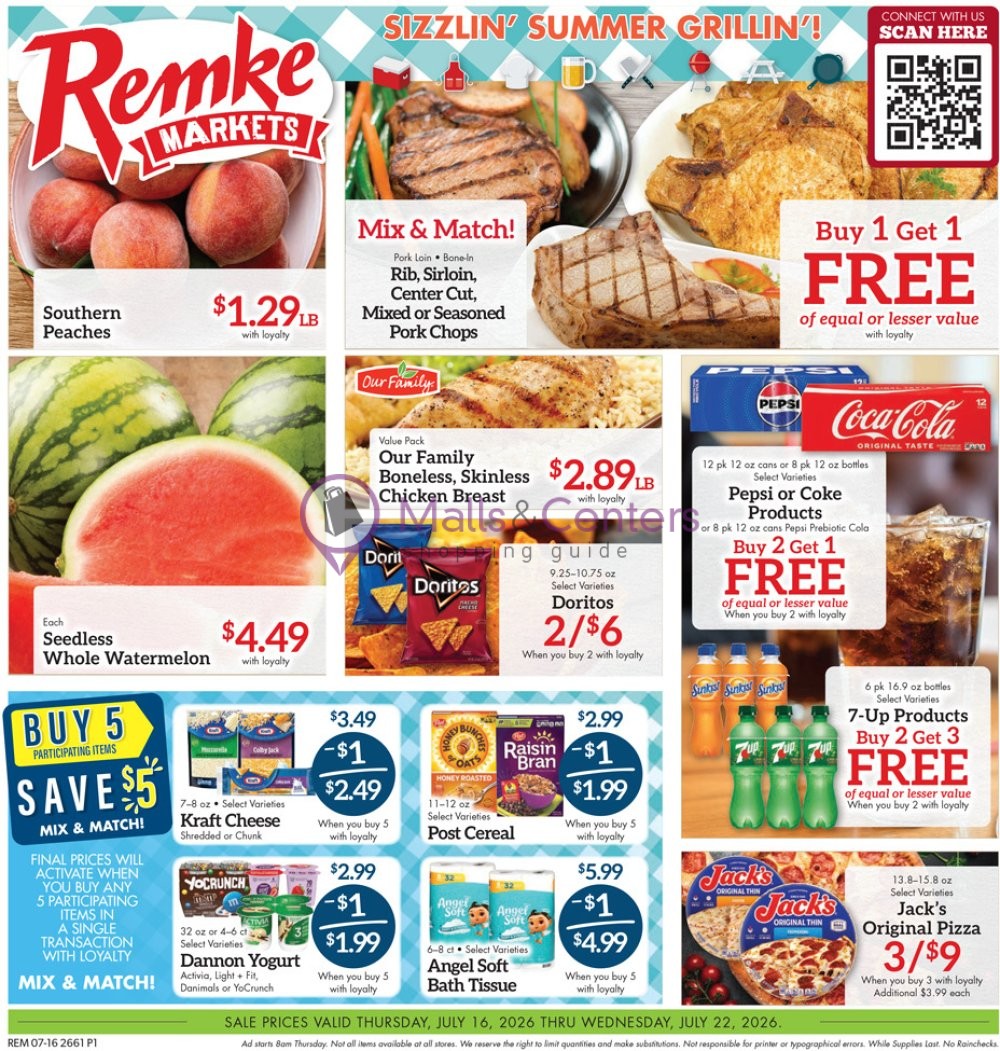 Weekly ad for Remke Markets valid: 07/16/2026 - 07/22/2026, page 1