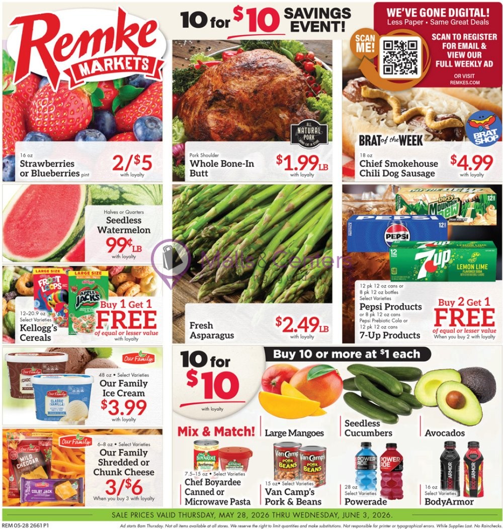 Weekly ad for Remke Markets valid: 05/28/2026 - 06/03/2026, page 1