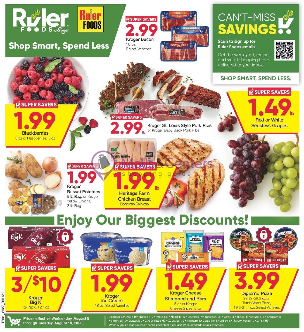 Weekly ad for Ruler Foods valid: 08/05/2026 - 08/18/2026, page 1