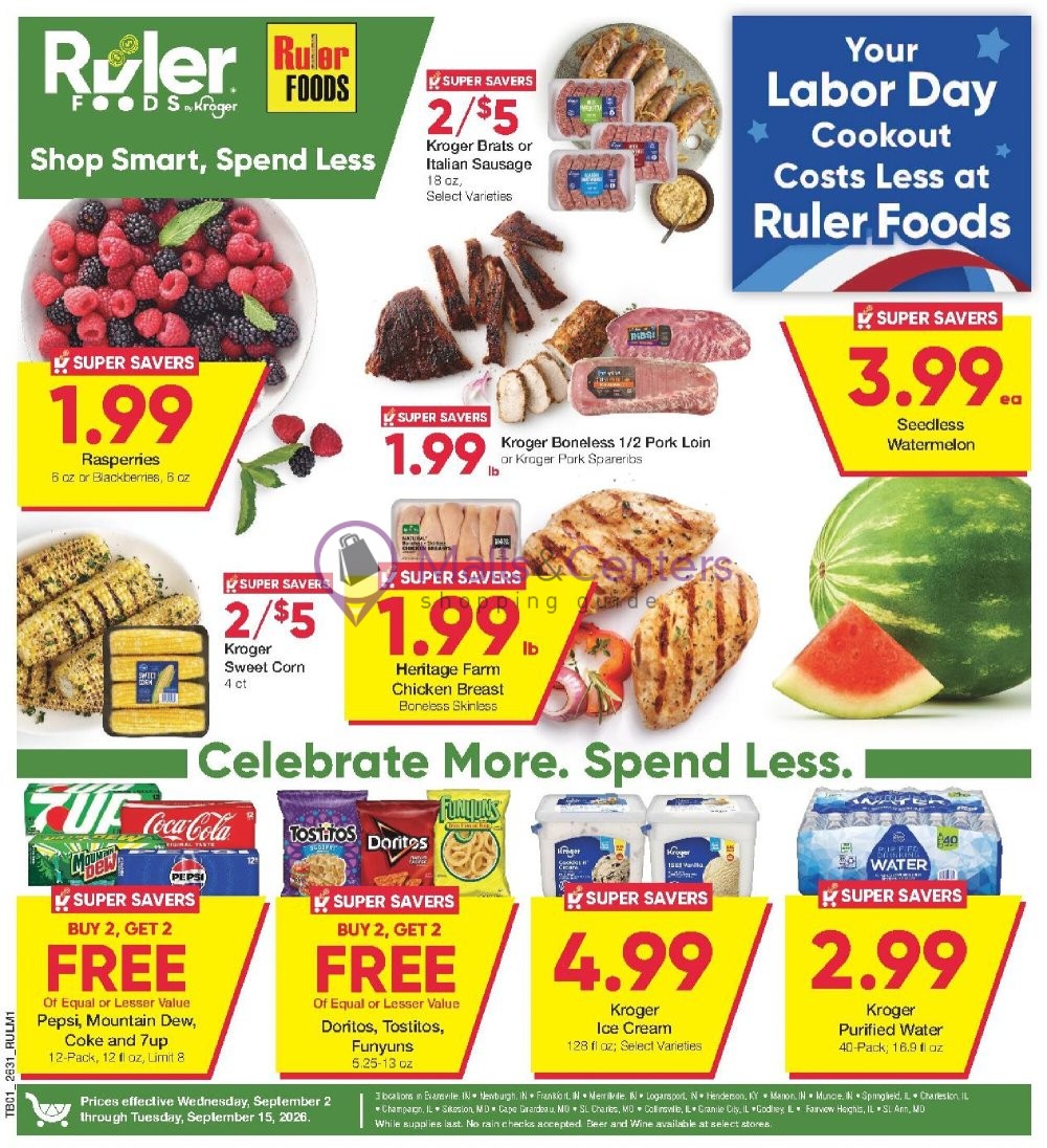 Weekly ad for Ruler Foods valid: 09/02/2026 - 09/15/2026, page 1