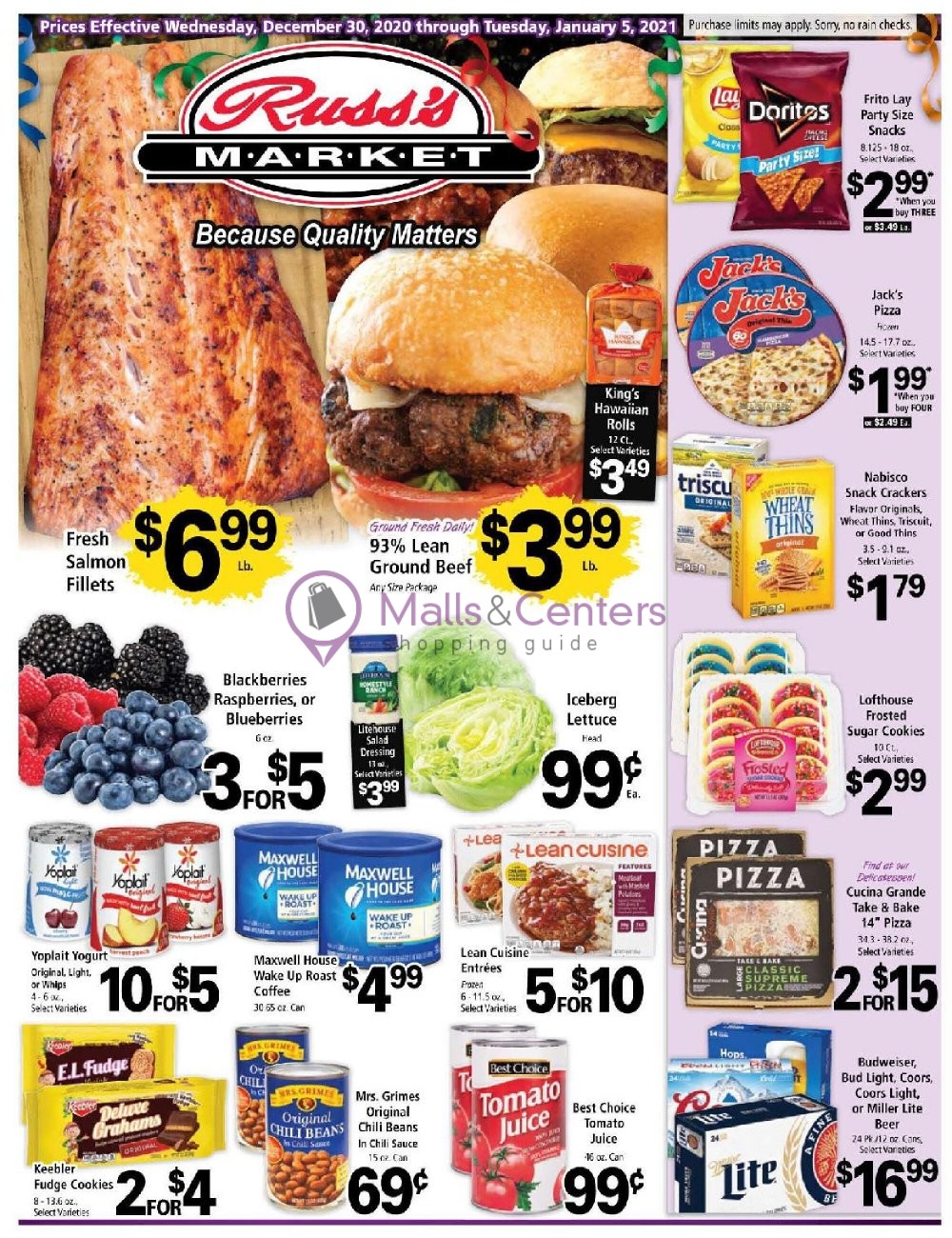 Russ's Market Weekly ad valid from 12/30/2020 to 01/05/2021 MallsCenters