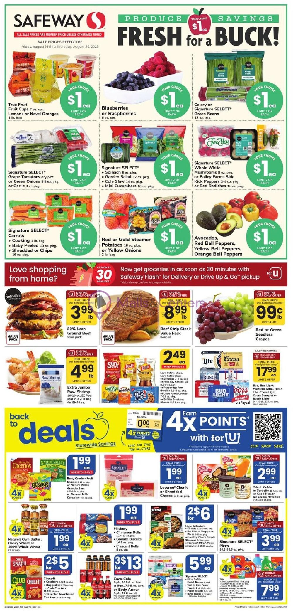 Weekly ad for Safeway valid: 08/14/2026 - 08/20/2026, page 1
