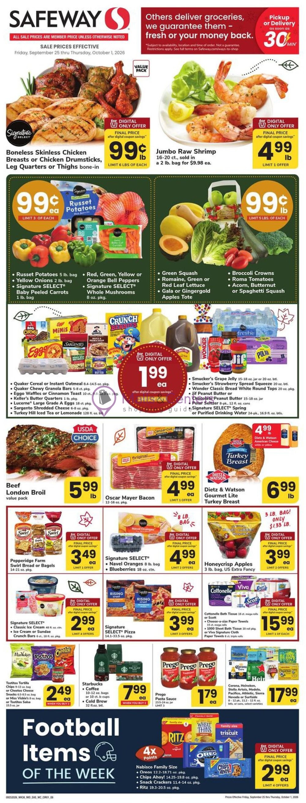 First page of weekly ad for Safeway valid: 09/25/2026 - 10/01/2026