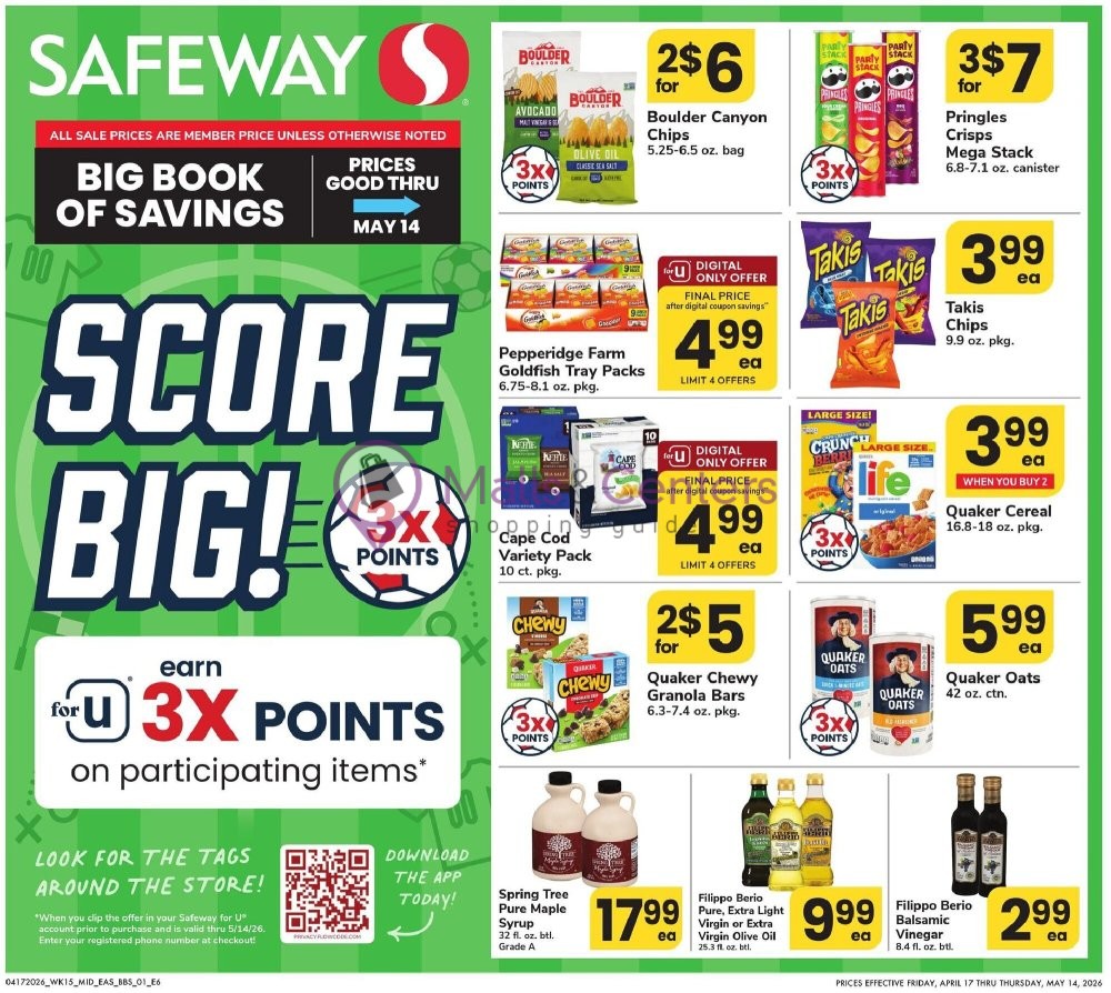 Weekly ad for Safeway valid: 04/17/2026 - 05/14/2026, page 1