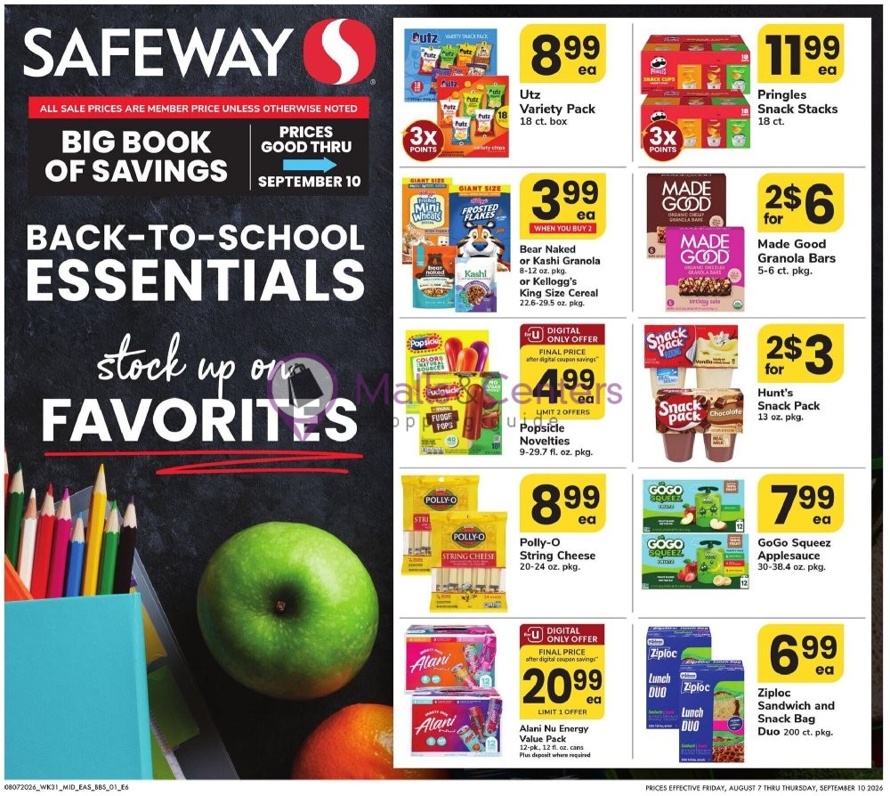 Weekly ad for Safeway valid: 08/07/2026 - 09/10/2026, page 1