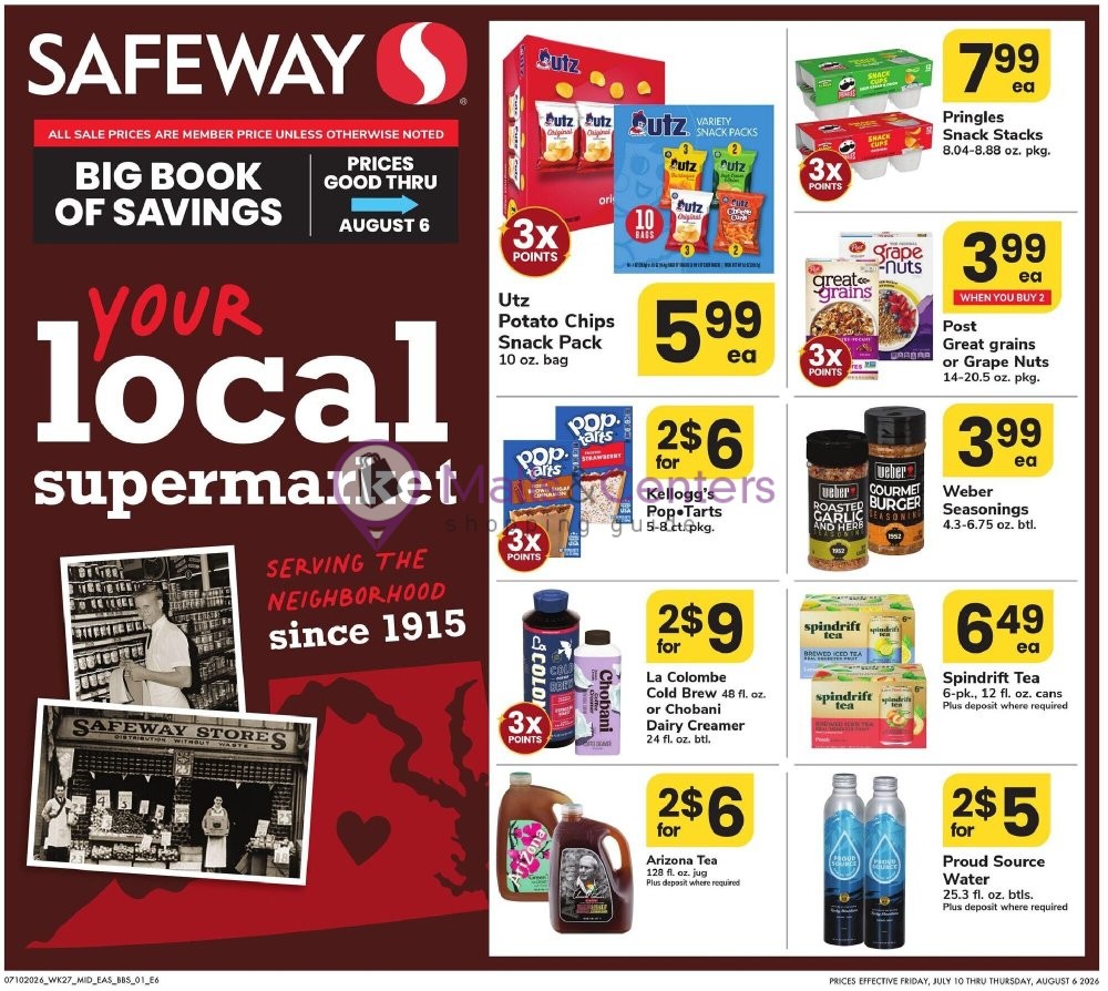 Weekly ad for Safeway valid: 07/10/2026 - 08/06/2026, page 1