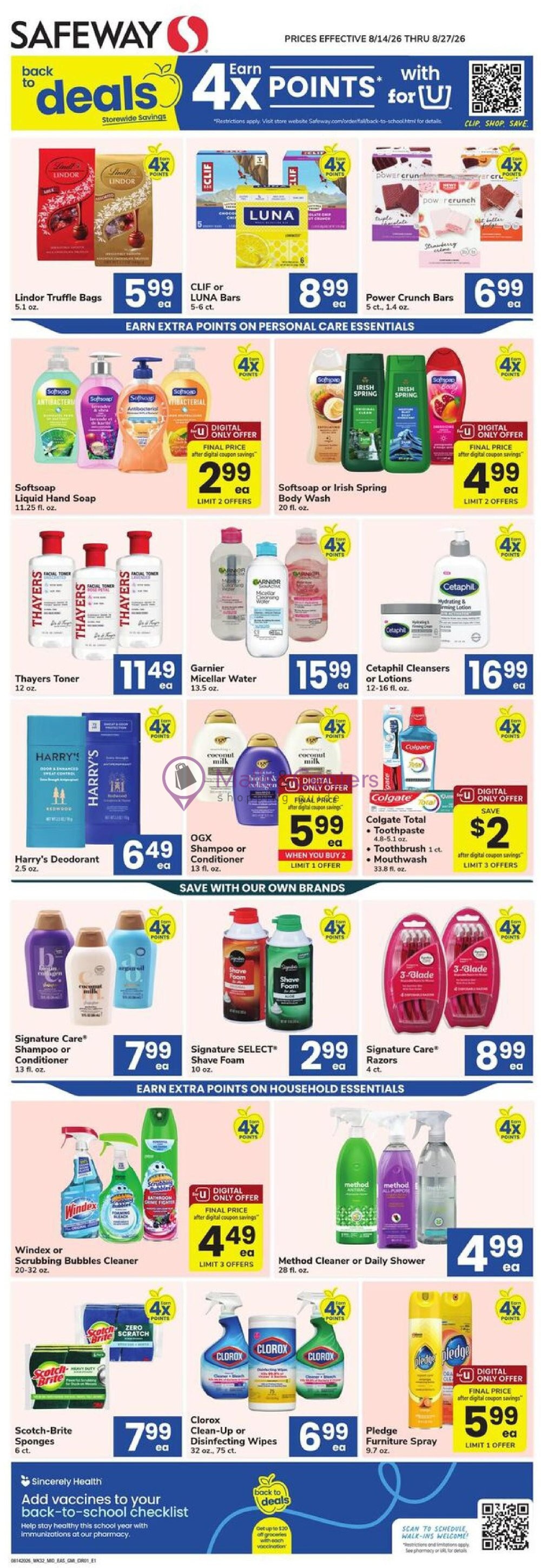 Weekly ad for Safeway valid: 08/14/2026 - 08/27/2026, page 1