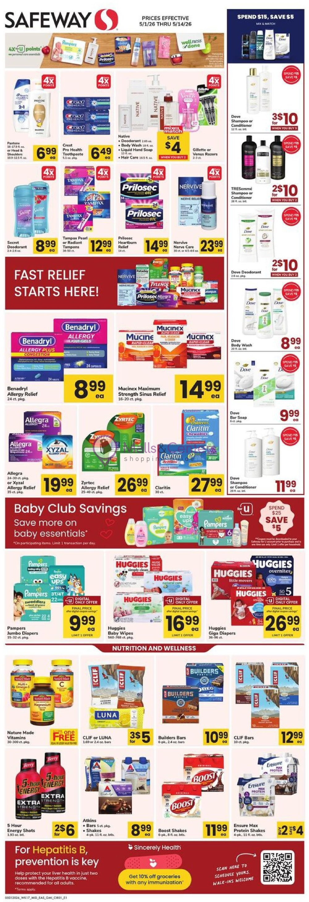 Weekly ad for Safeway valid: 05/01/2026 - 05/14/2026, page 1