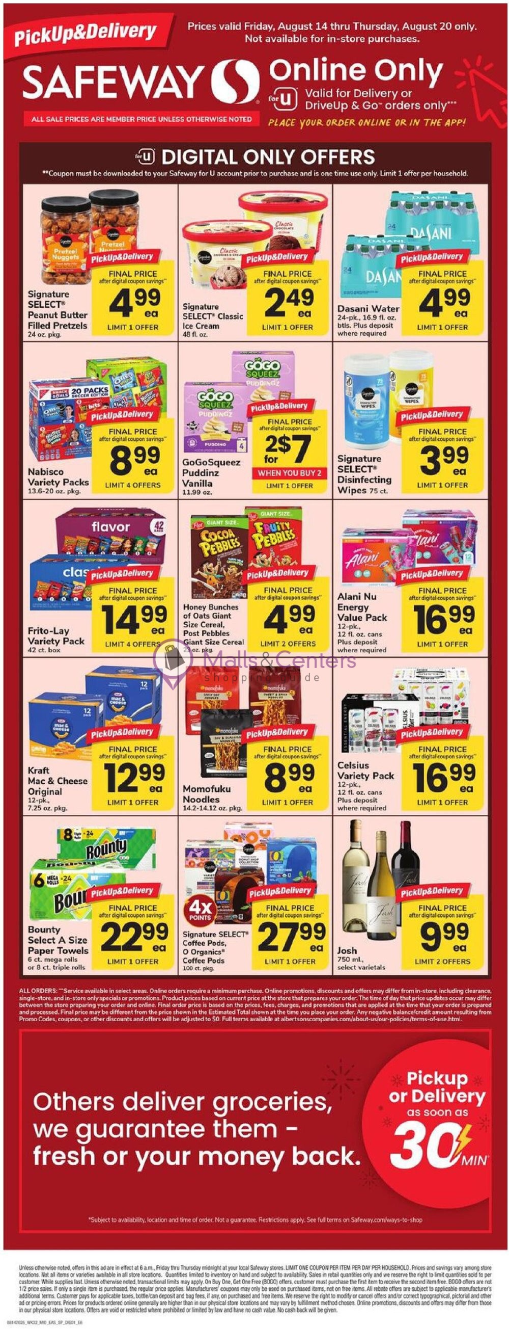Weekly ad for Safeway valid: 08/14/2026 - 08/20/2026, page 1