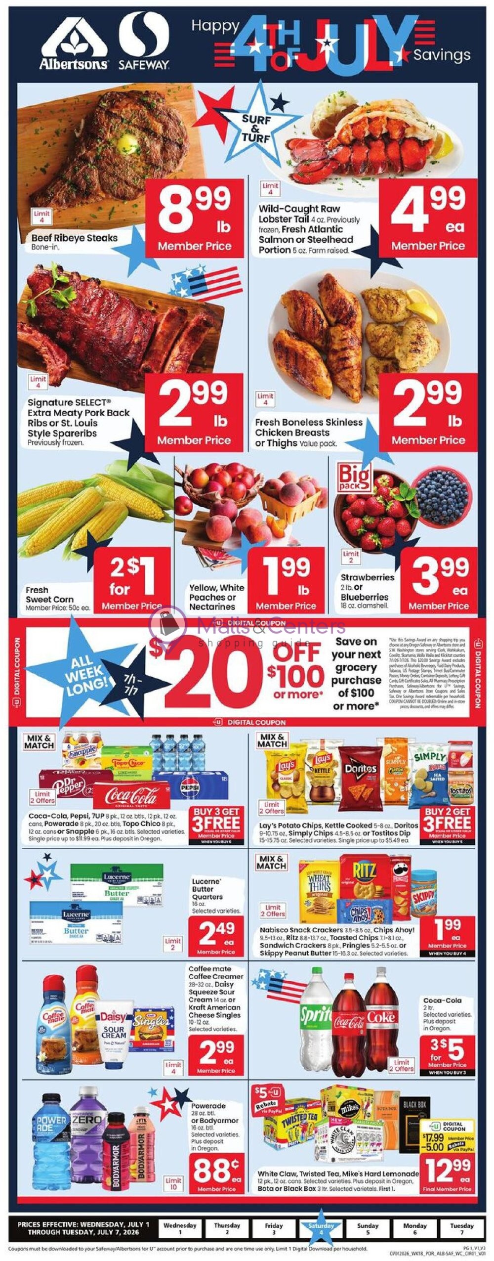 Weekly ad for Safeway valid: 07/01/2026 - 07/07/2026, page 1