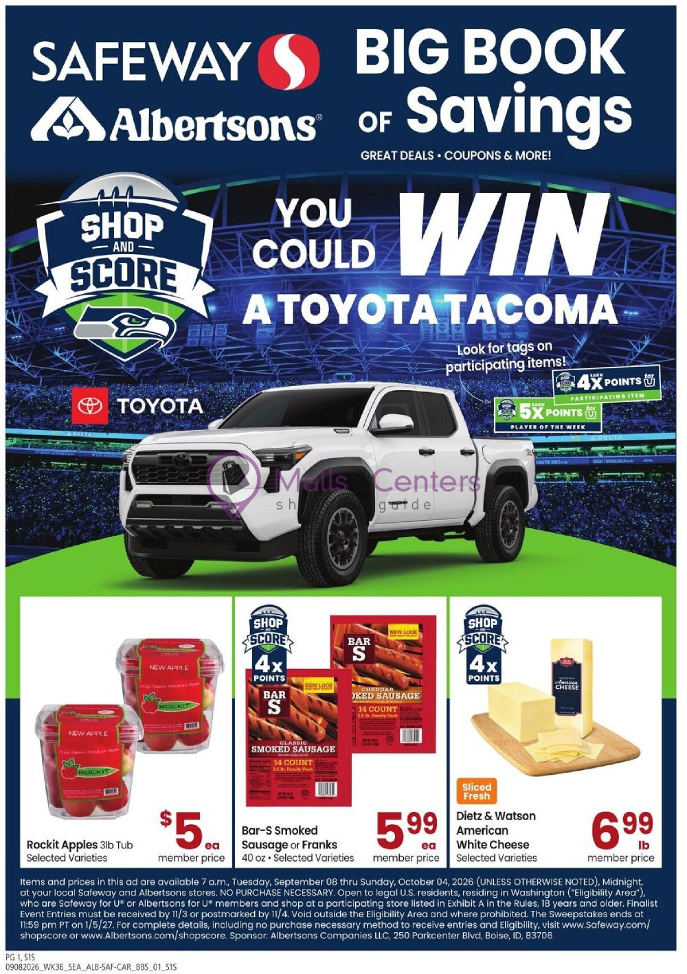 Weekly ad for Safeway valid: 09/08/2026 - 10/04/2026, page 1