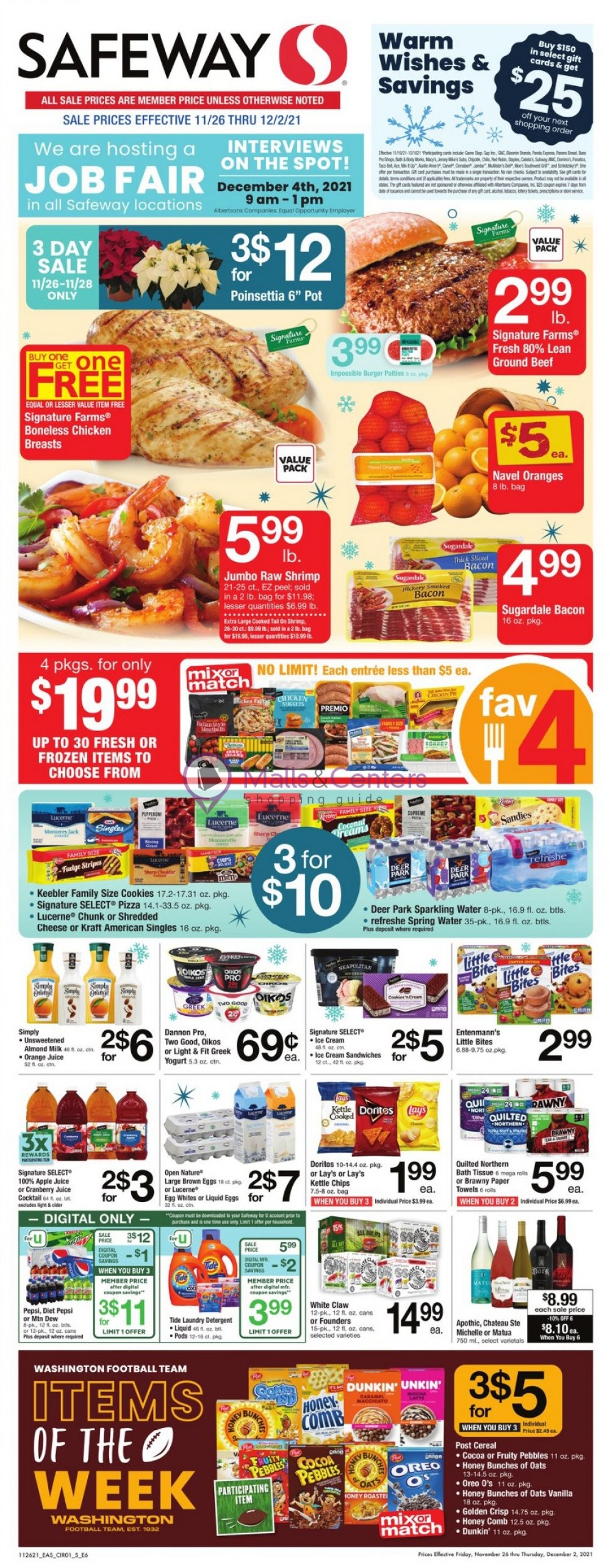Safeway Weekly ad valid from 11/26/2021 to 12/02/2021 MallsCenters