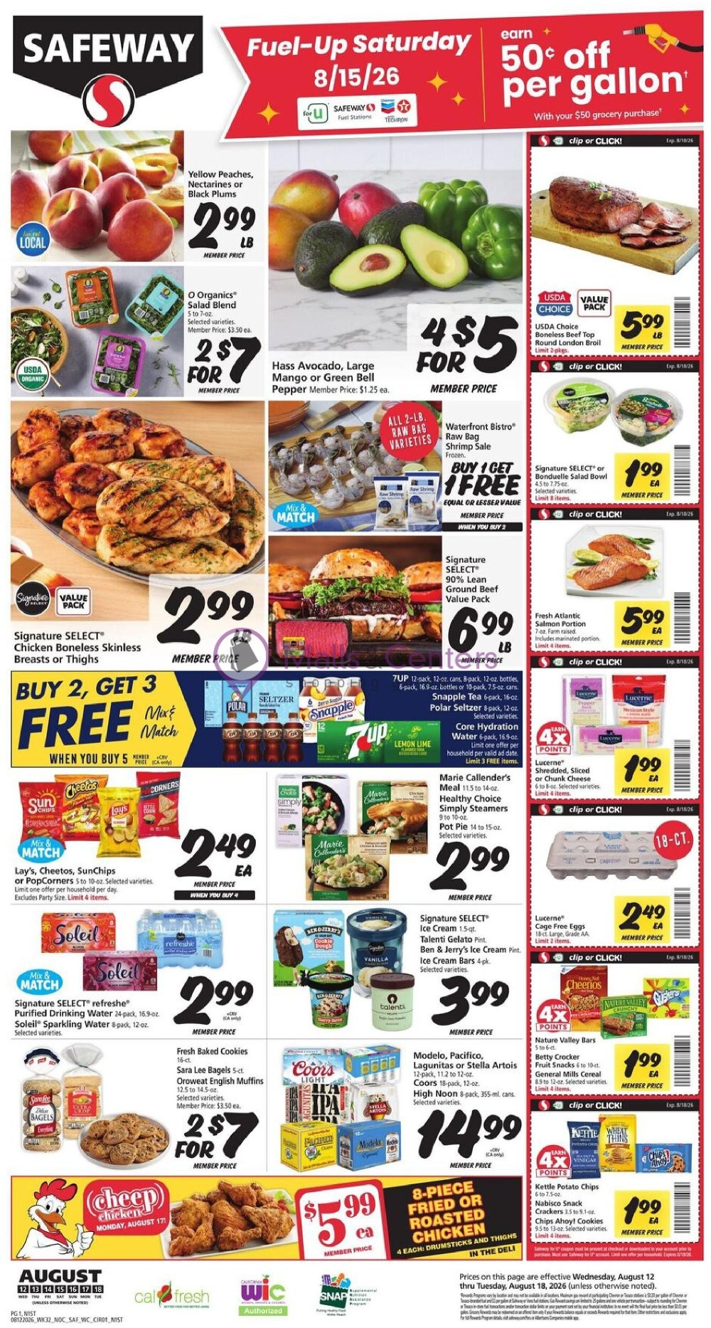 First page of weekly ad for Safeway valid: 08/12/2026 - 08/18/2026