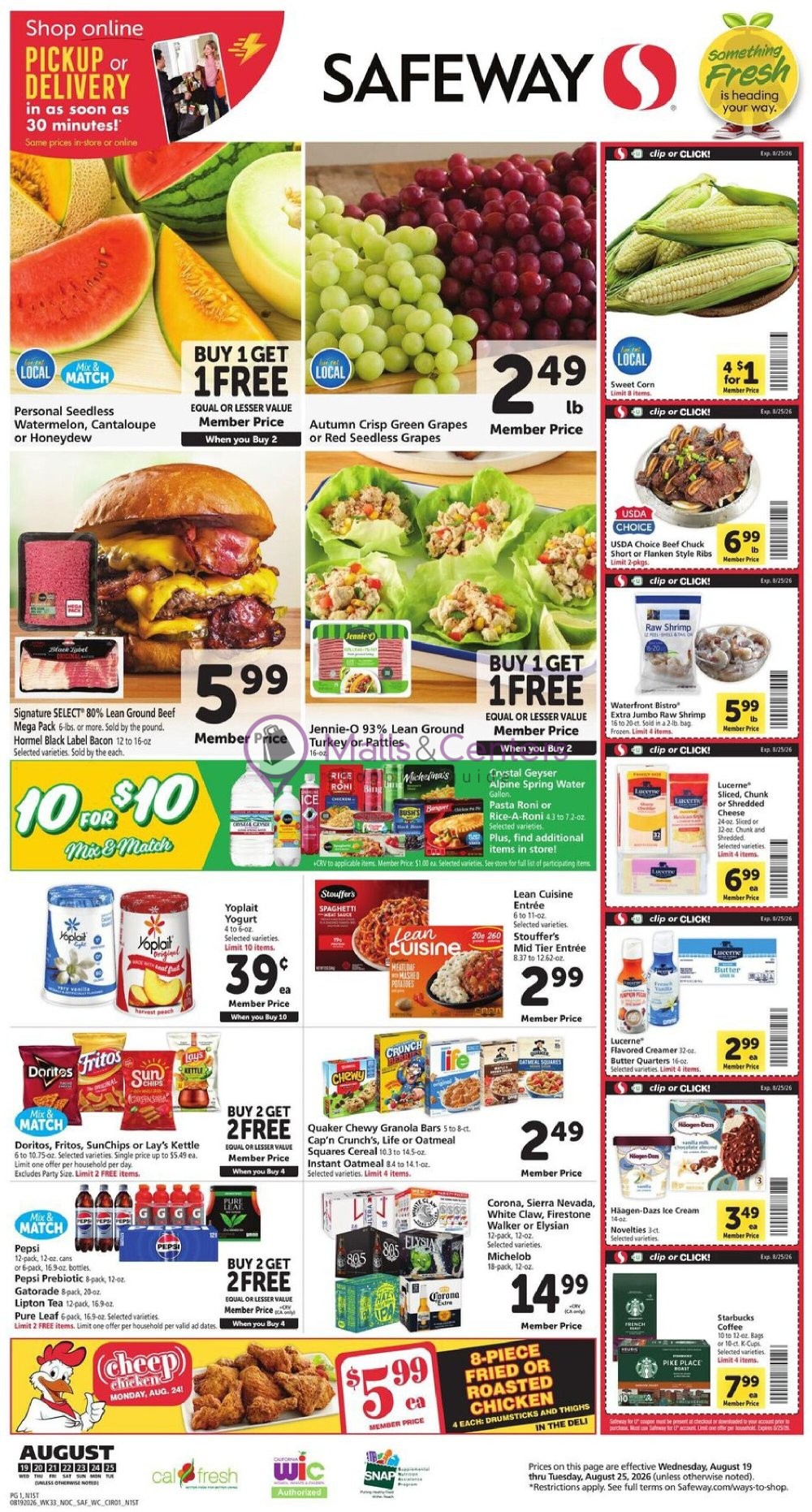 Weekly ad for Safeway valid: 08/19/2026 - 08/25/2026, page 1