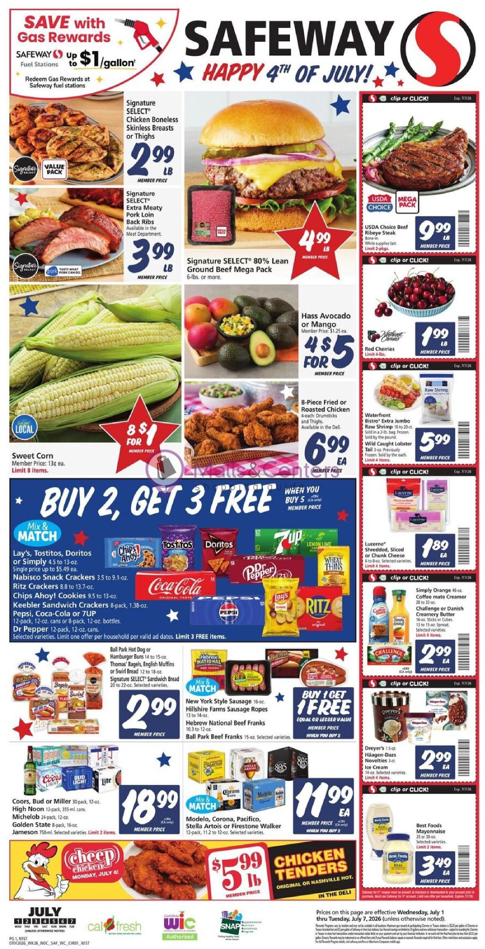 Weekly ad for Safeway valid: 07/01/2026 - 07/07/2026, page 1