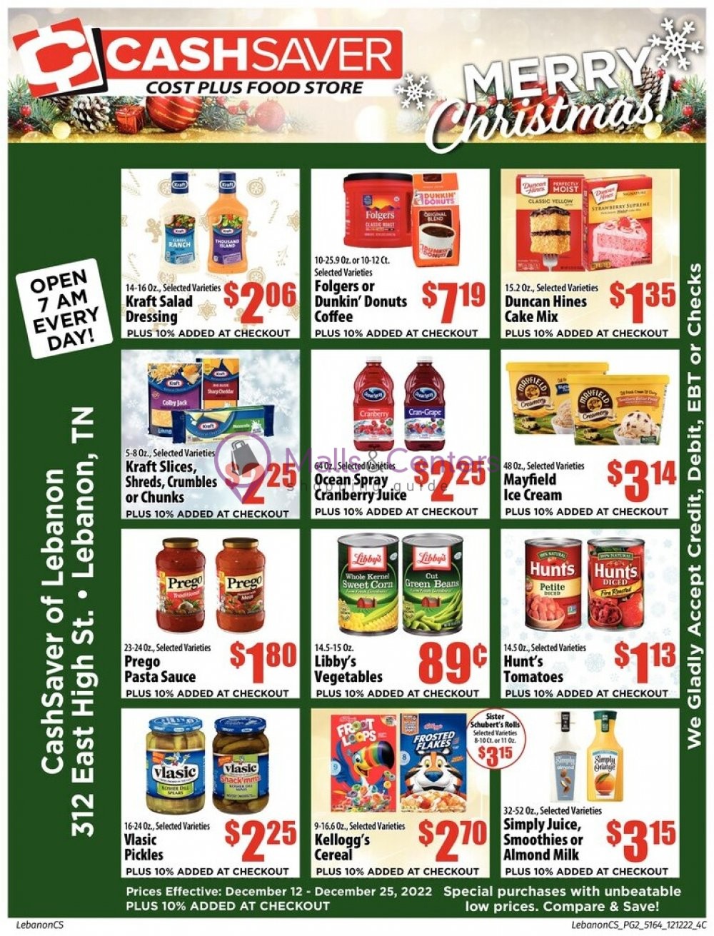 Shop Cash Saver Weekly ad valid from 12/12/2022 to 12/25/2022 MallsCenters
