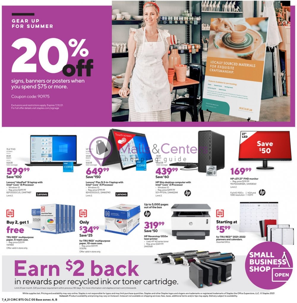 Staples Weekly Ad sales & flyers specials MallsCenters