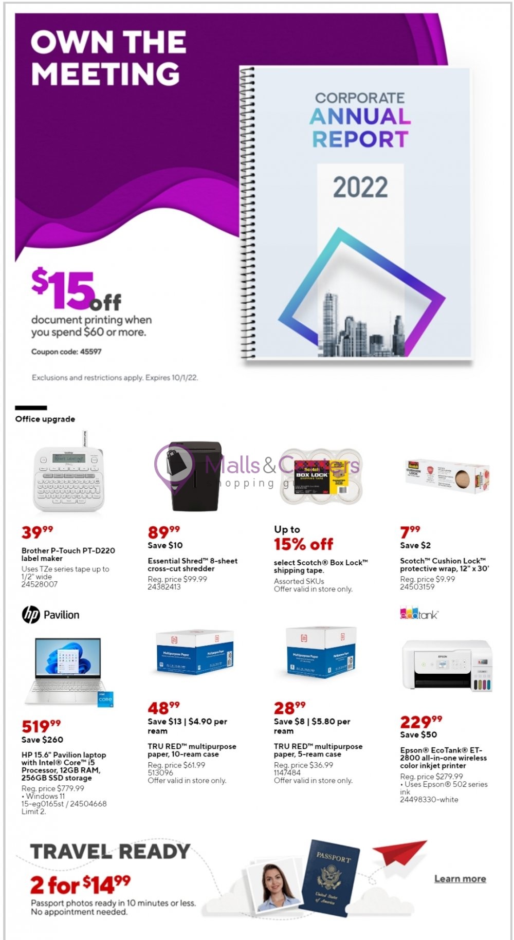 Staples Weekly ad valid from 08/28/2022 to 09/03/2022 MallsCenters