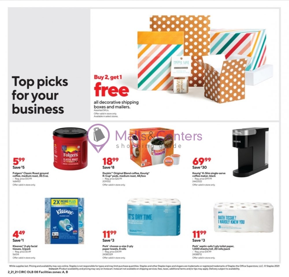 Staples weekly ad sales flyers specials mallscenters