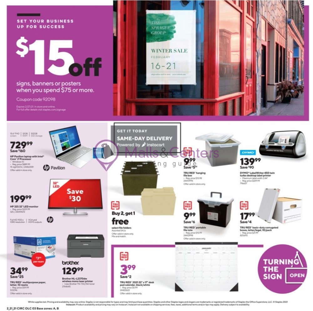 Staples weekly ad sales flyers specials mallscenters