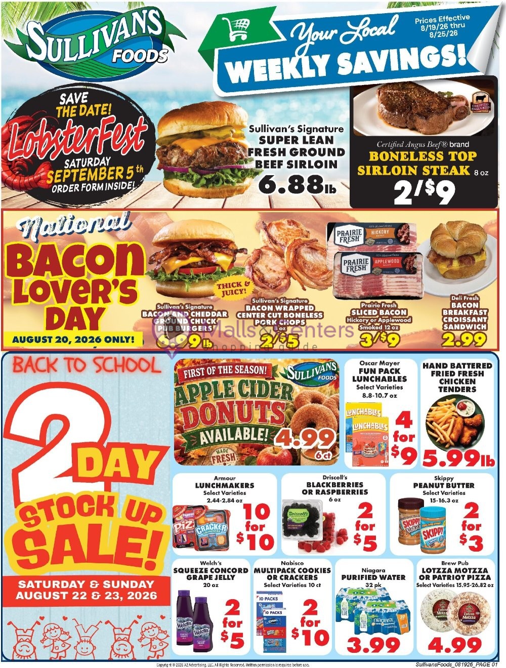 Weekly ad for Sullivan's Foods valid: 08/19/2026 - 08/26/2026, page 1