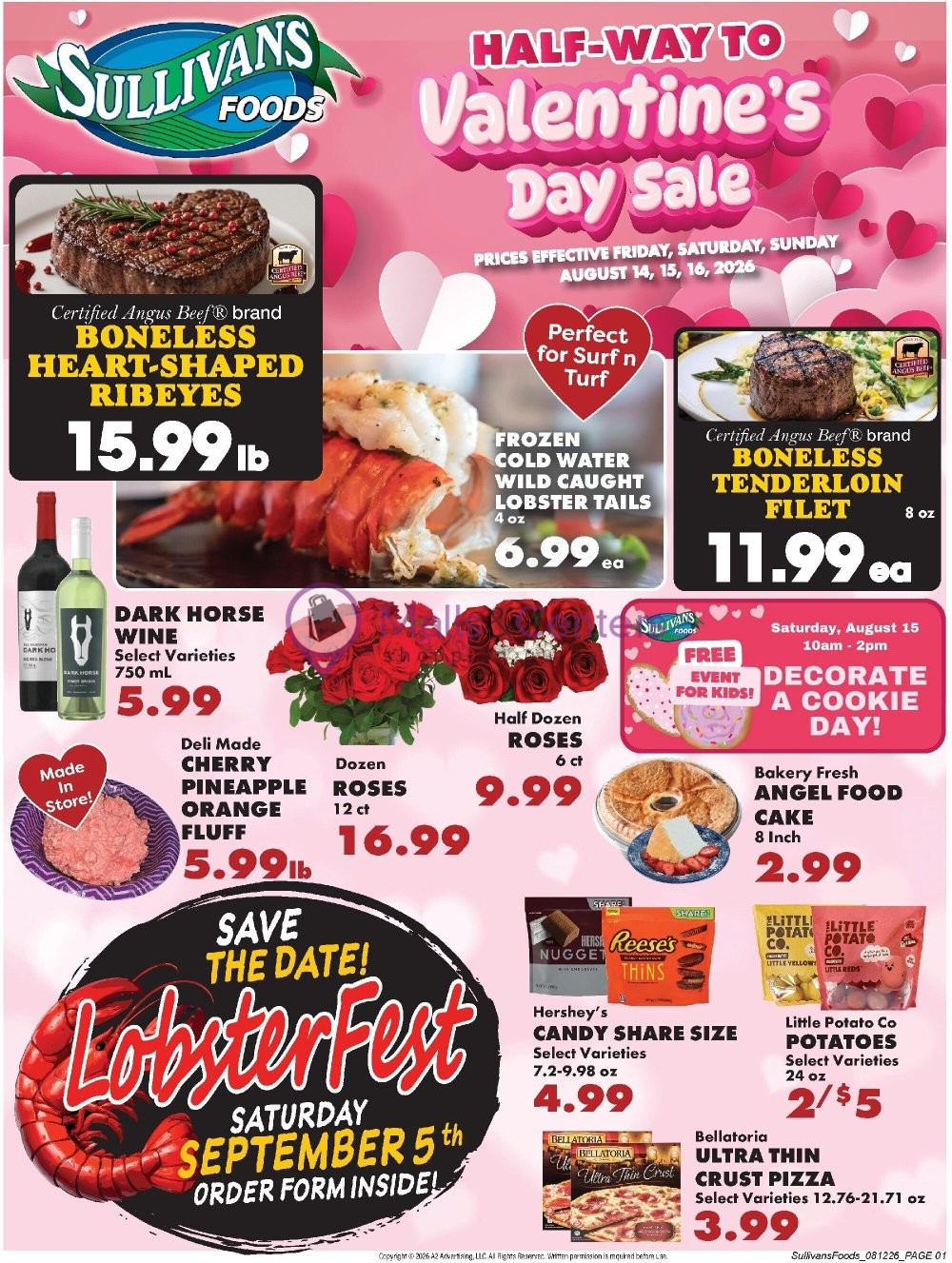 Weekly ad for Sullivan's Foods valid: 08/12/2026 - 08/18/2026, page 1