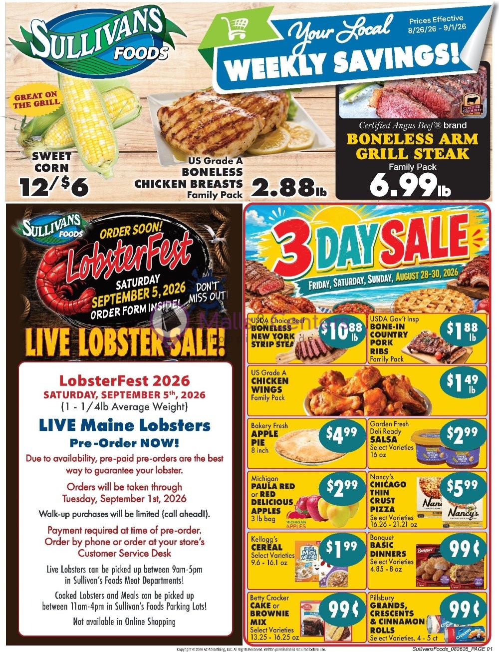 Weekly ad for Sullivan's Foods valid: 08/26/2026 - 09/01/2026, page 1