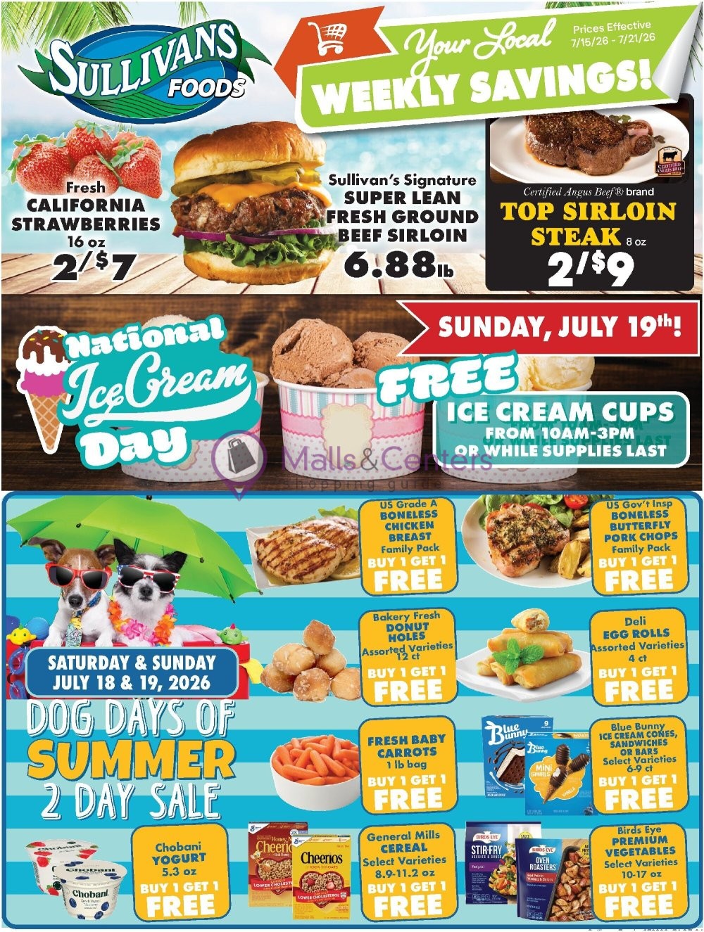 Weekly ad for Sullivan's Foods valid: 07/15/2026 - 07/21/2026, page 1