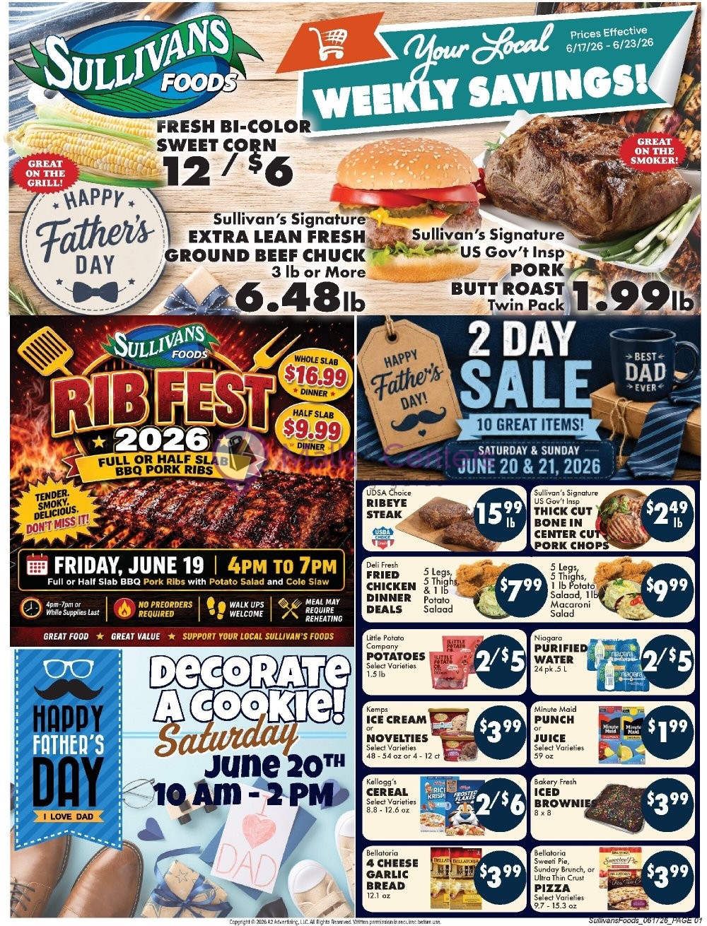 Weekly ad for Sullivan's Foods valid: 06/17/2026 - 06/23/2026, page 1