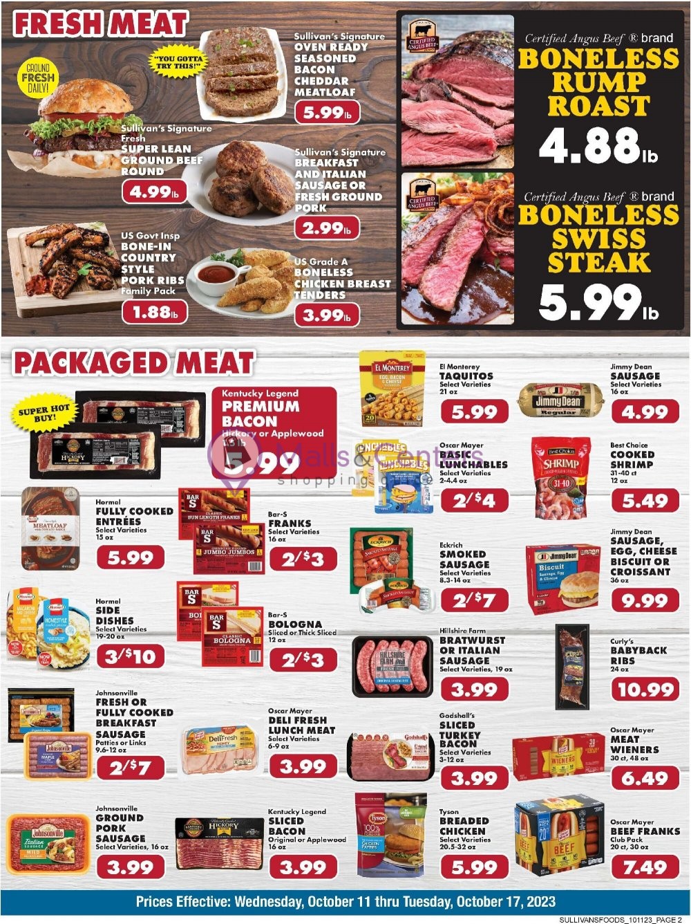 Sullivan's Foods Weekly ad valid from 10/11/2023 to 10/17/2023