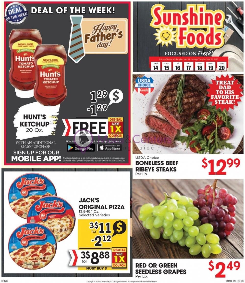 Sunshine Foods Weekly ad valid from 06/14/2023 to 06/20/2023 MallsCenters