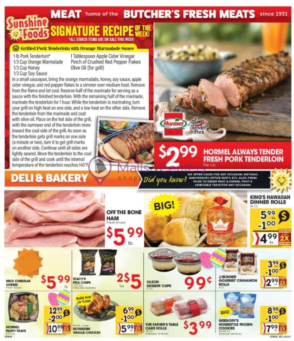 Sunshine Foods Weekly ad valid from 03/31/2021 to 04/06/2021 MallsCenters