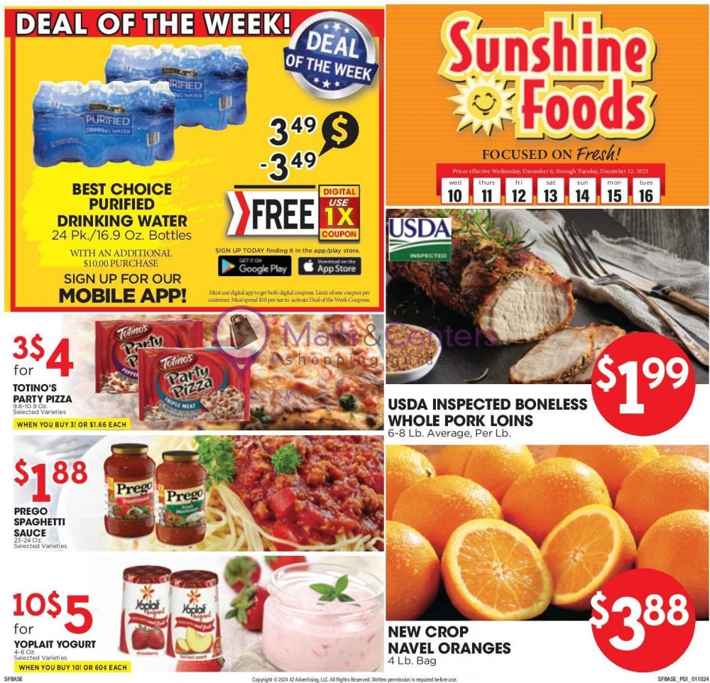 Sunshine Foods Weekly ad valid from 01/10/2024 to 01/16/2024 MallsCenters