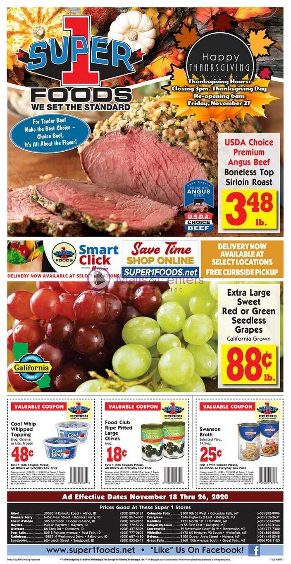 Super 1 Foods Weekly ad valid from 11/18/2020 to 11/26/2020 MallsCenters