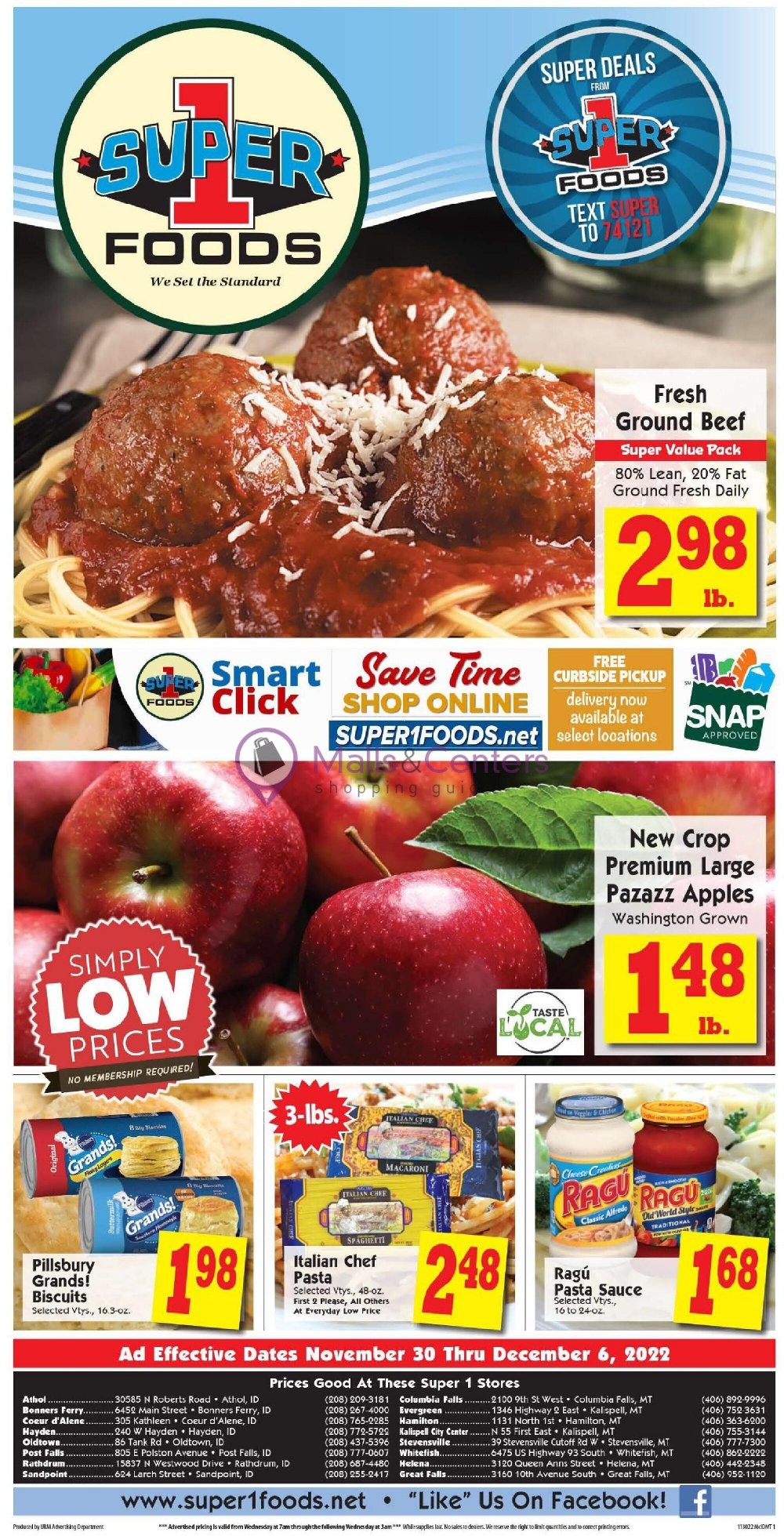 Super 1 Foods Weekly ad valid from 11/30/2022 to 12/06/2022 MallsCenters