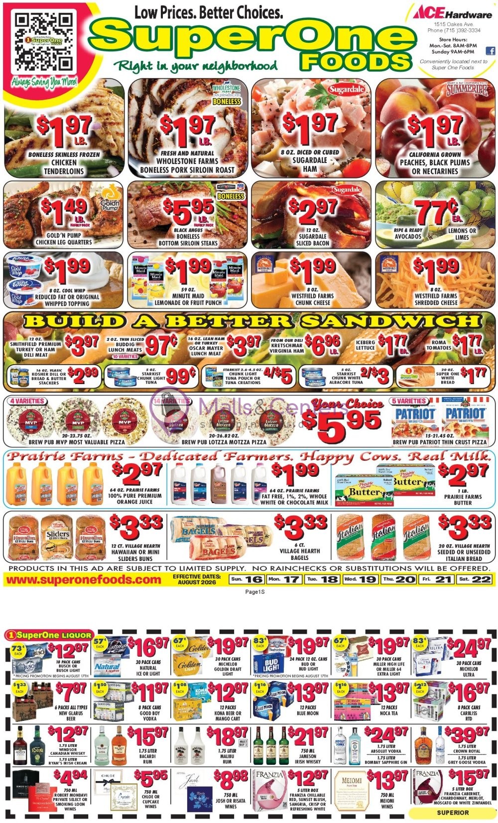 Weekly ad for Super One Foods valid: 08/11/2026 - 08/17/2026, page 1