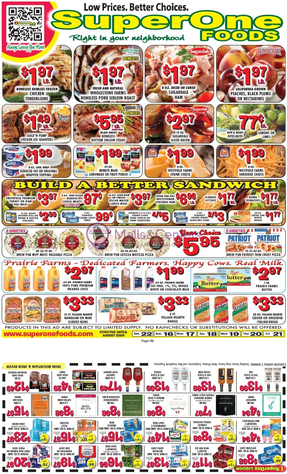 Weekly ad for Super One Foods valid: 08/17/2026 - 08/23/2026, page 1