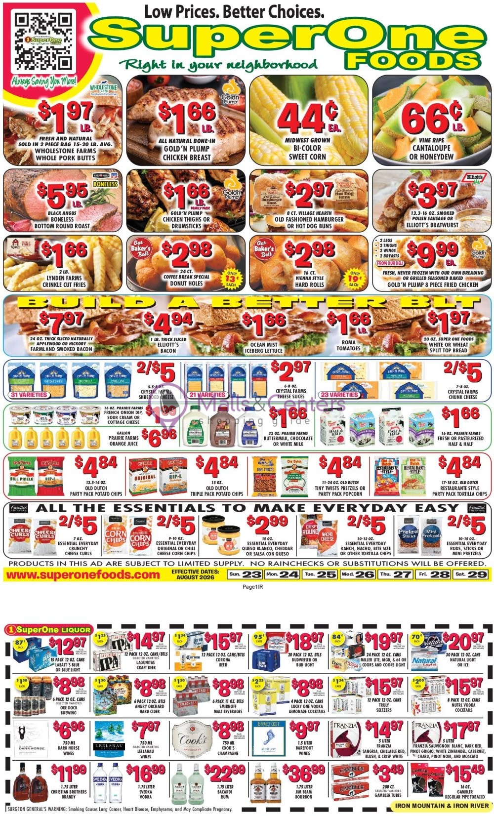 Weekly ad for Super One Foods valid: 07/20/2026 - 08/26/2026, page 1