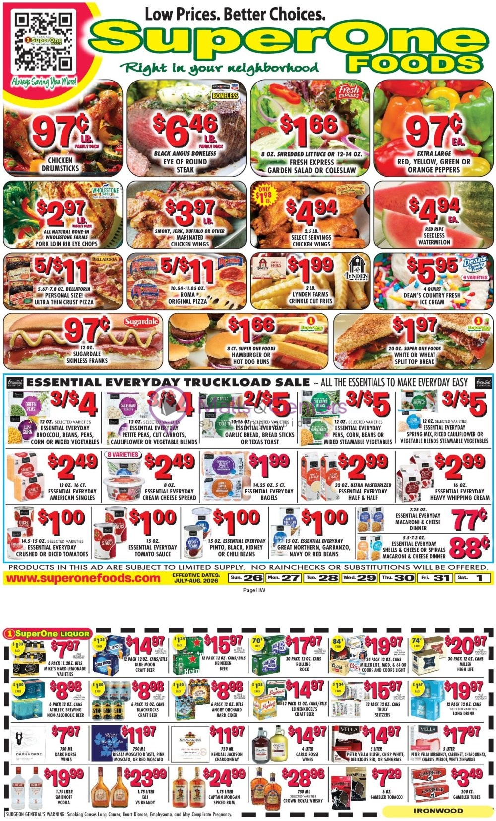 Weekly ad for Super One Foods valid: 07/24/2026 - 08/01/2026, page 1