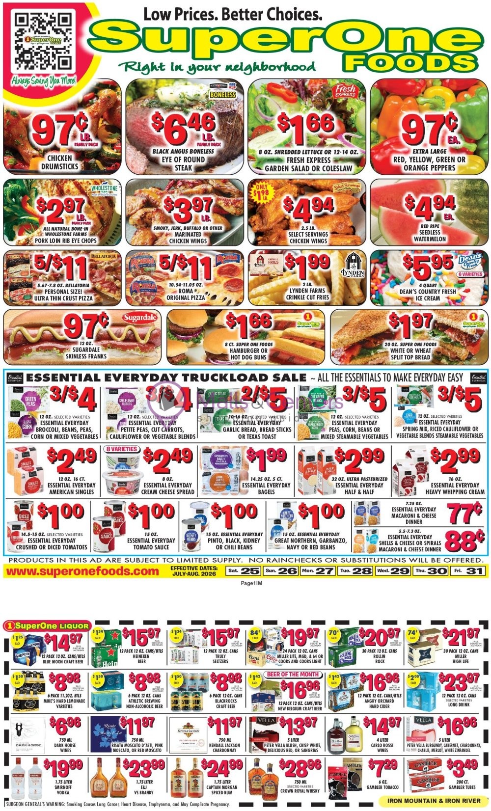 Weekly ad for Super One Foods valid: 07/24/2026 - 08/06/2026, page 1