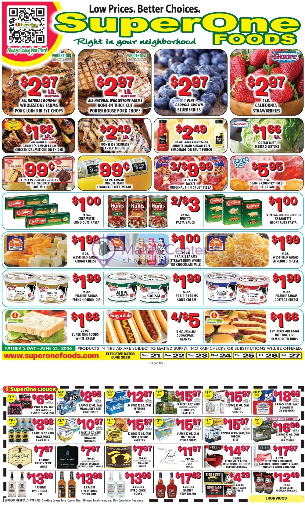 Weekly ad for Super One Foods valid: 06/20/2026 - 06/26/2026, page 1