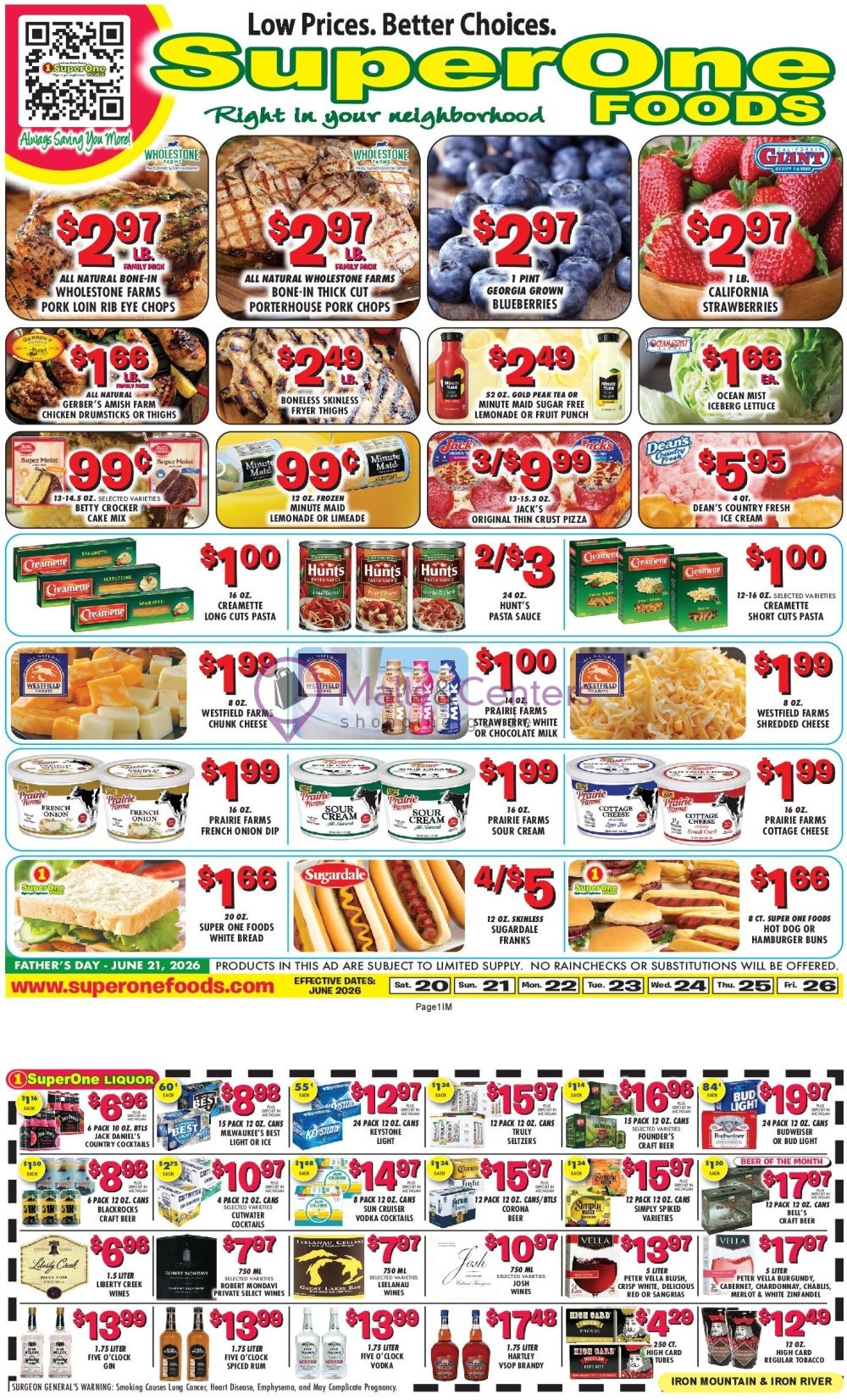 Weekly ad for Super One Foods valid: 06/21/2026 - 06/27/2026, page 1