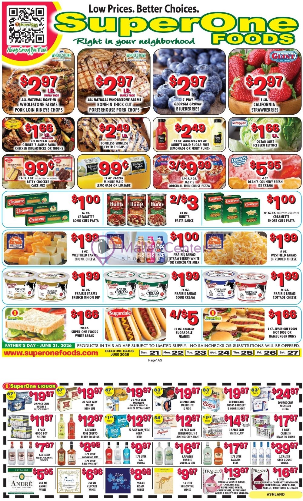 Weekly ad for Super One Foods valid: 06/21/2026 - 06/28/2026, page 1