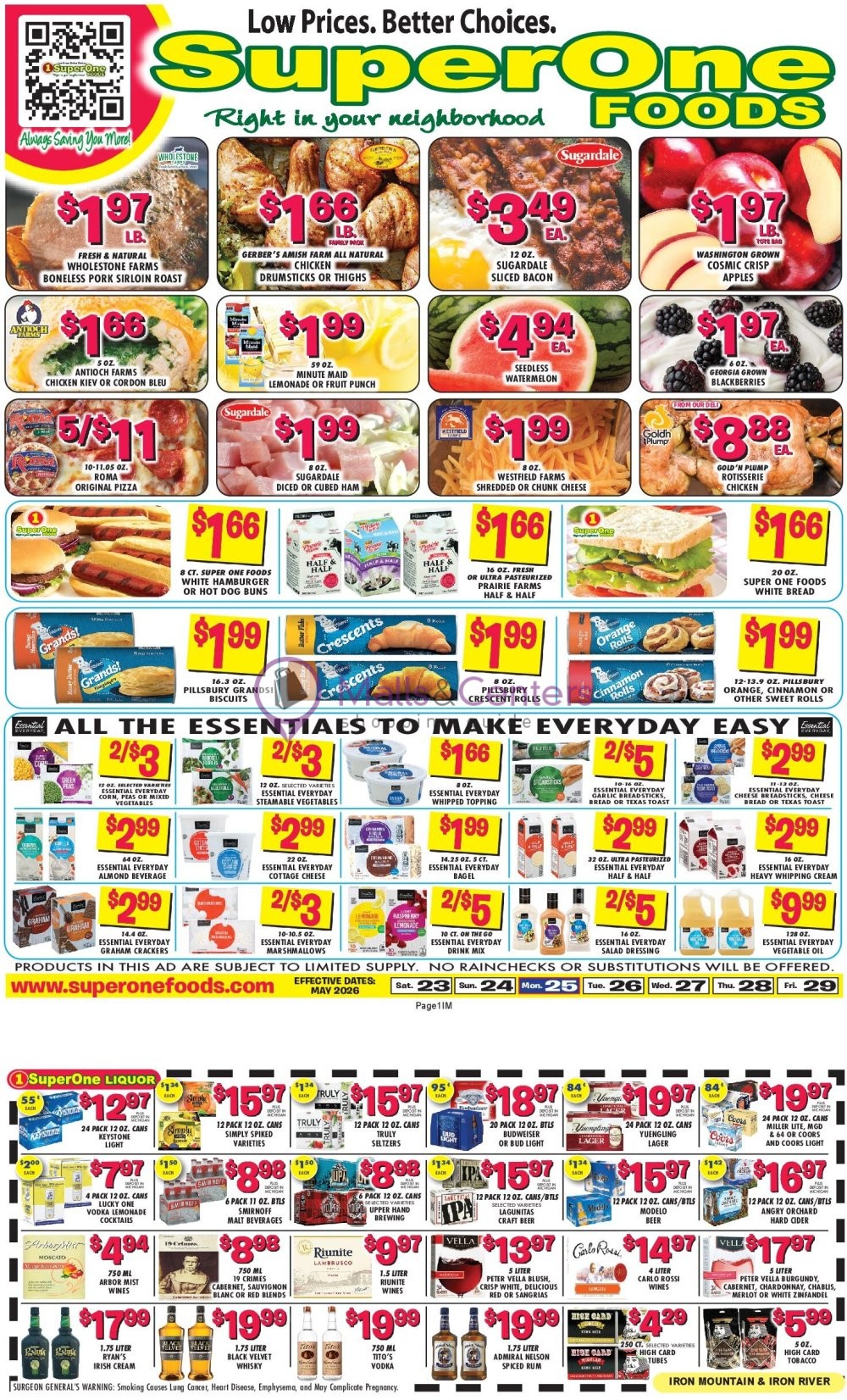 Weekly ad for Super One Foods valid: 05/18/2026 - 05/24/2026, page 1