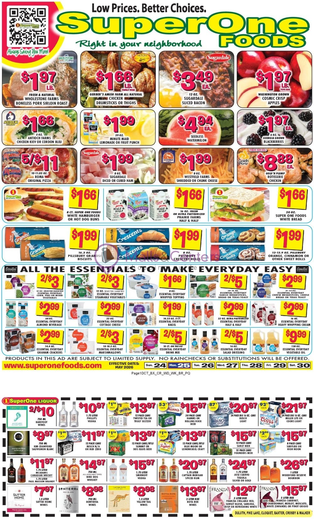 Weekly ad for Super One Foods valid: 05/24/2026 - 05/30/2026, page 1