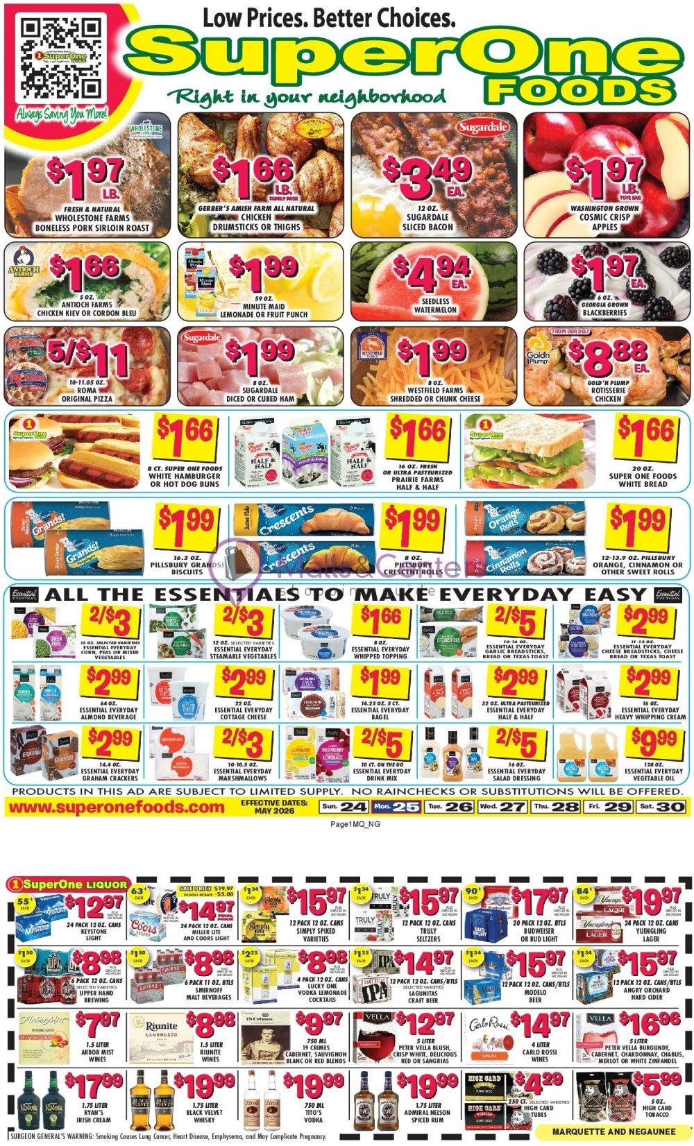Weekly ad for Super One Foods valid: 05/24/2026 - 05/31/2026, page 1