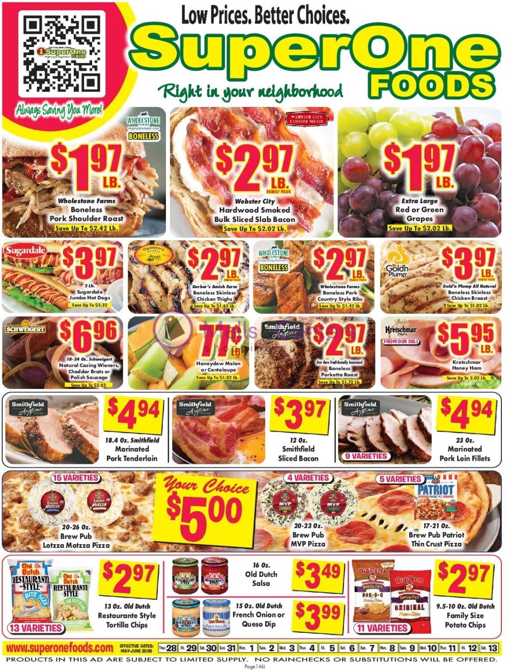 First page of weekly ad for Super One Foods valid: 05/25/2026 - 06/01/2026